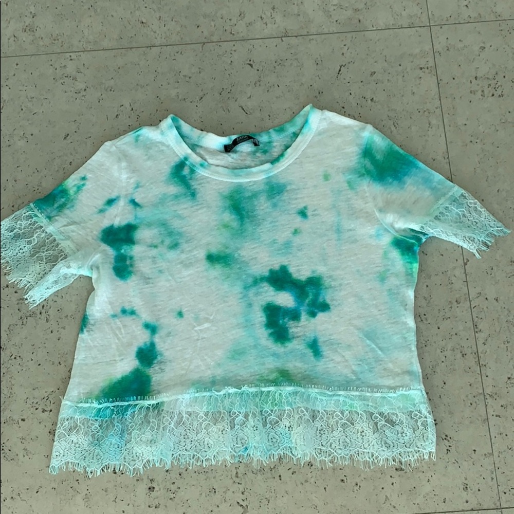 Zara tie dye and lace crop top